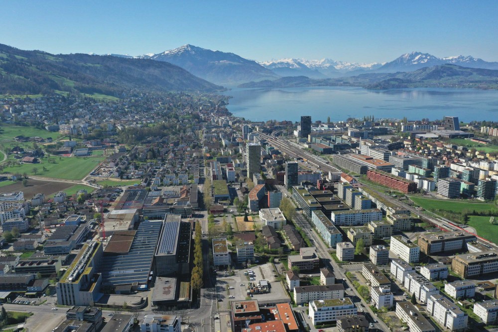 Drohnenaufnahme und Visualisierung Gesamtleistungsstudie Hochaus PI - Baarerstrasse, Schweiz - Fix Visuals