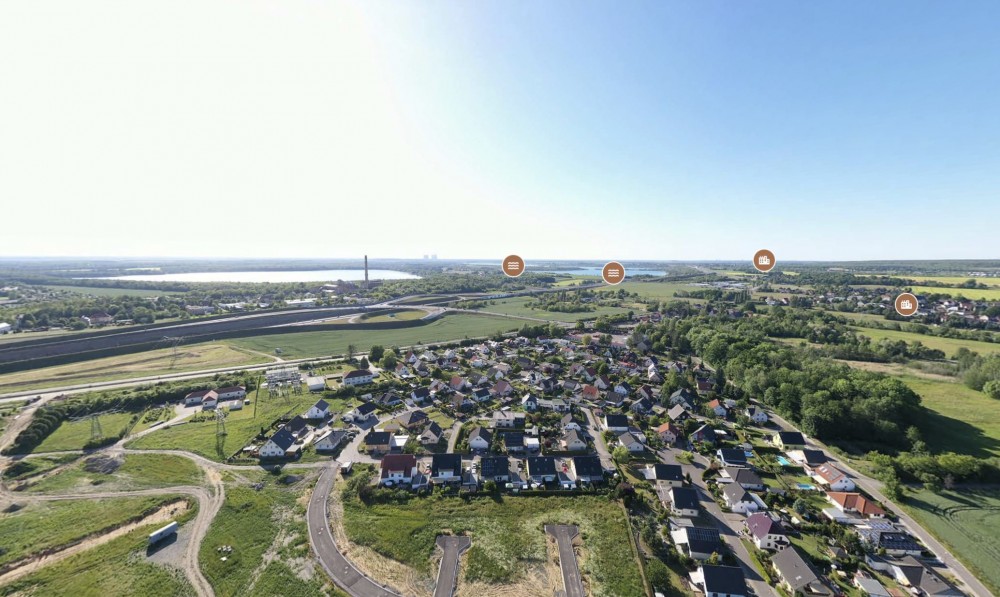 360 Drohnenaufnahme und POIs für Wohnen am Lerchenberg in Borna - Fix Visuals