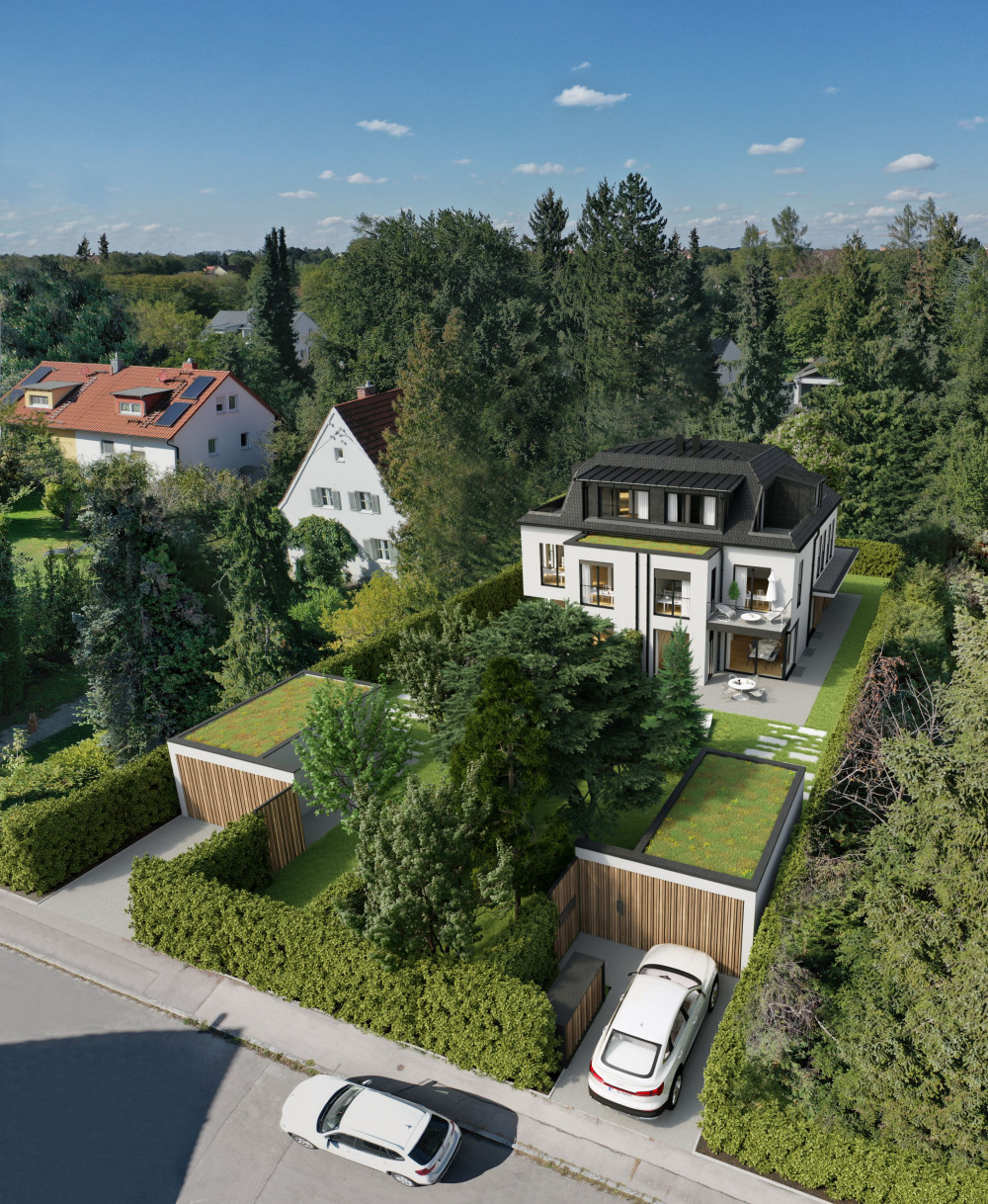 Visualisierungen verstärken Vorstellungskraft. Visualisierung eines hochwertigen Doppelhauses in München. Tauchen Sie ein in zukünftige Wohnwelten. - Fix Visuals